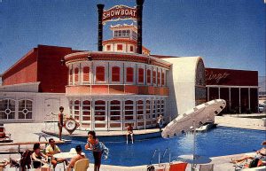 Post Card of the Showboat Hotel and Casino pool from 1961